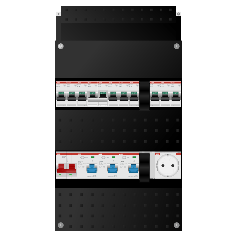 ABB Groepenkast 1 fase 9 groepen + wcd + kookgroep SN201