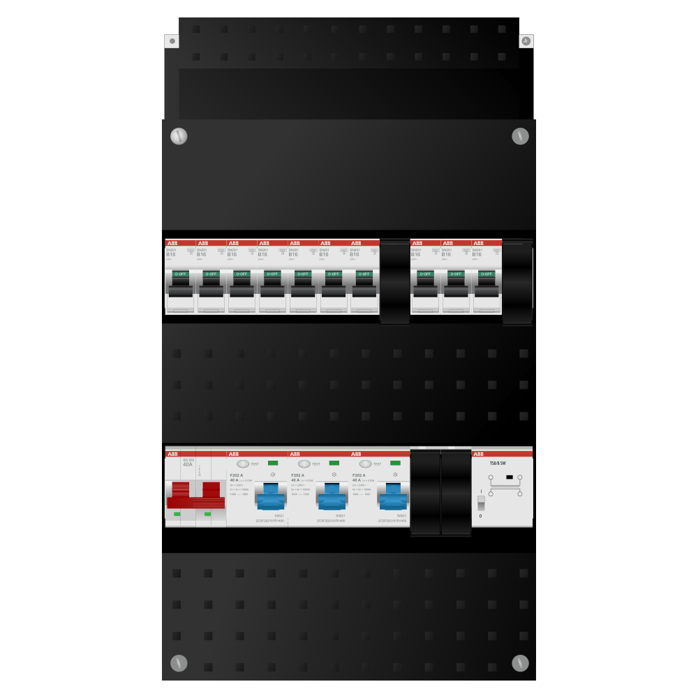 ABB Groepenkast 1 fase 10 groepen + beltrafo SN201