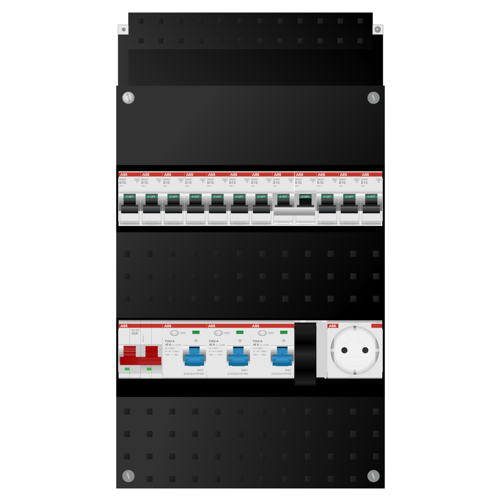 ABB Groepenkast 1 fase 10 groepen + wcd + kookgroep SN201