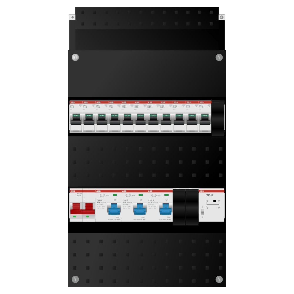 ABB Groepenkast 1 fase 11 groepen + beltrafo SN201