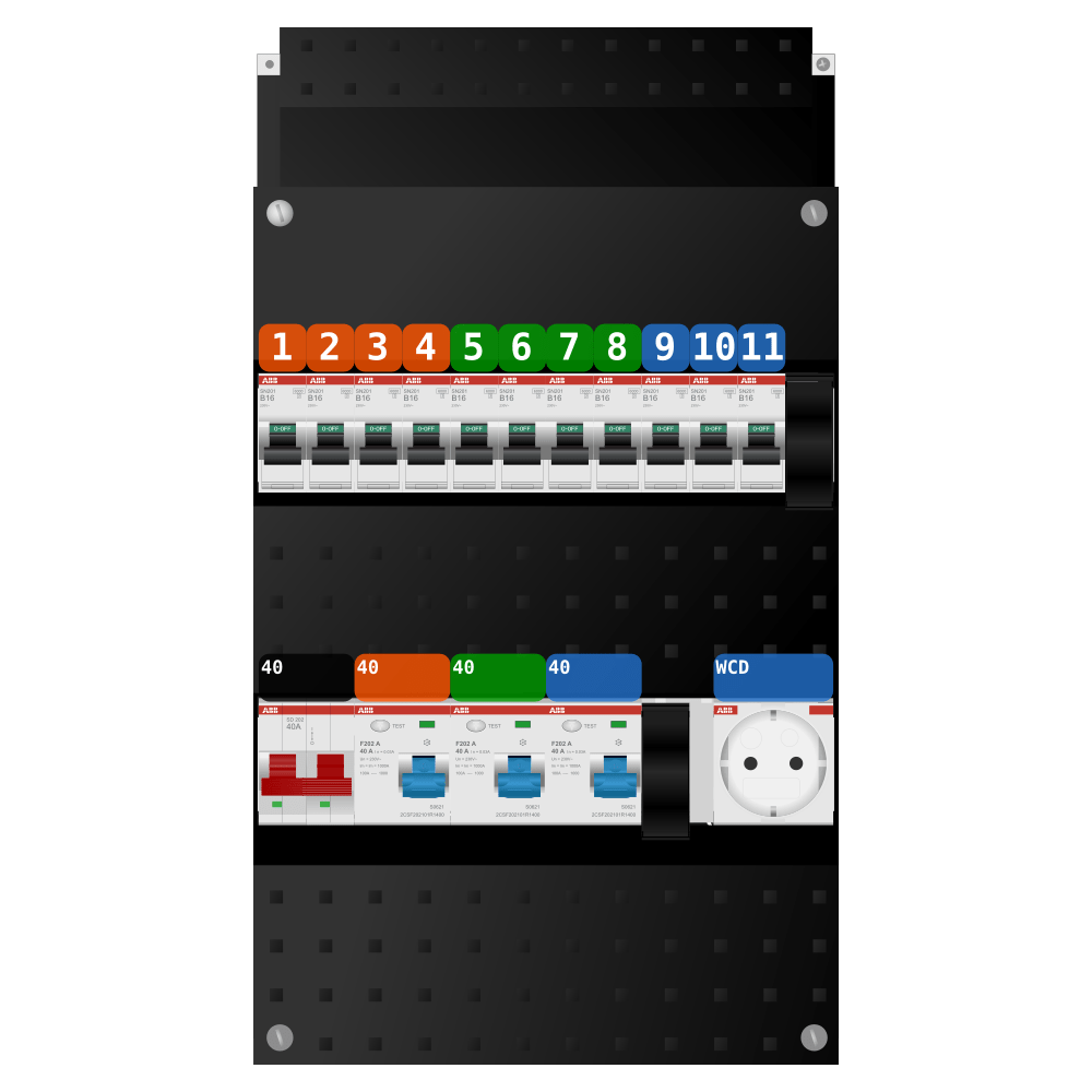 ABB Groepenkast 1 fase 11 groepen + wcd SN201
