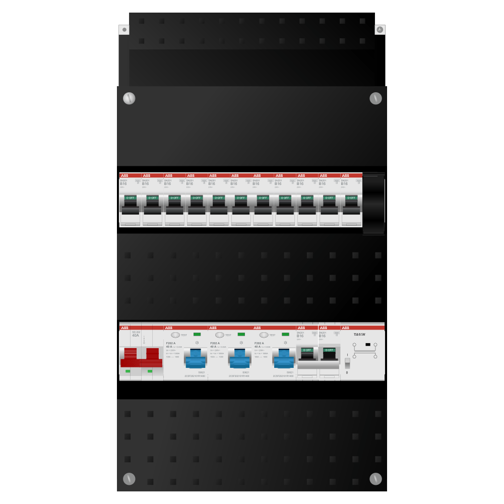 ABB Groepenkast 1 fase 11 groepen + beltrafo + kookgroep SN201