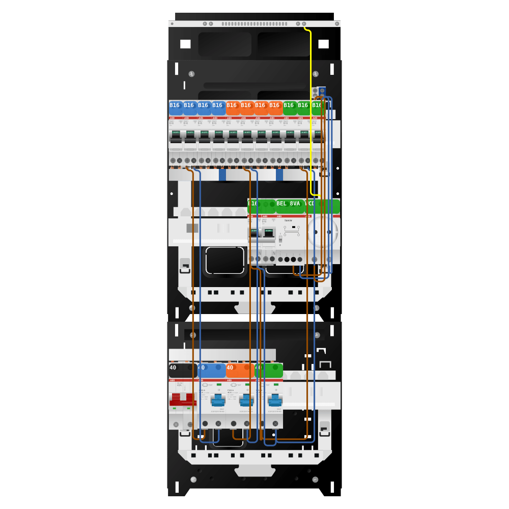 ABB Groepenkast 1 fase 11 groepen + beltrafo + wcd + kookgroep SN201