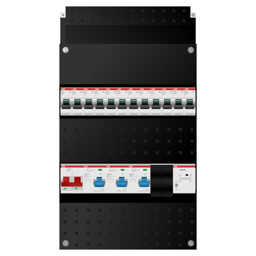 ABB Groepenkast 1 fase 12 groepen + beltrafo SN201