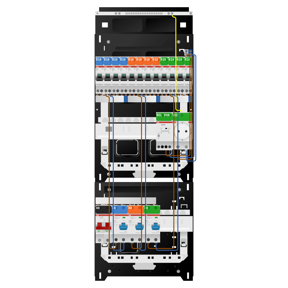 ABB Groepenkast 1 fase 12 groepen + beltrafo + wcd SN201