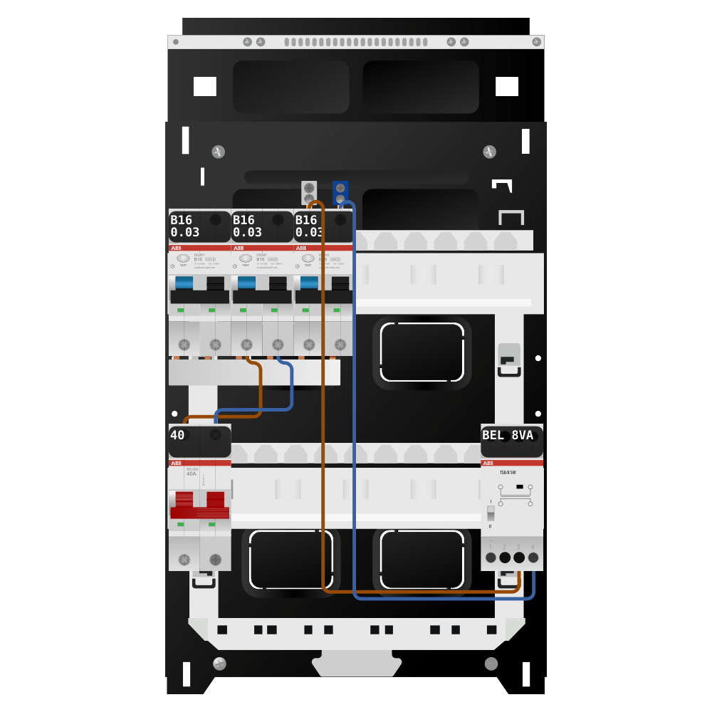 ABB Groepenkast 1 fase 3 alamat + beltrafo SN201