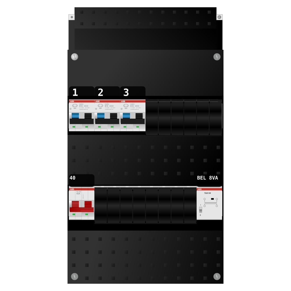 ABB Groepenkast 1 fase 3 alamat + beltrafo SN201