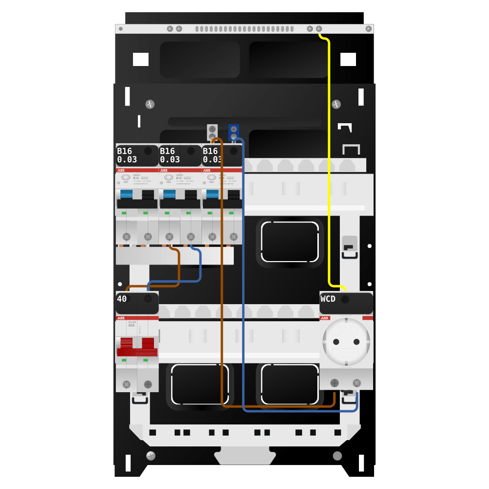 ABB Groepenkast 1 fase 3 alamat + wcd SN201