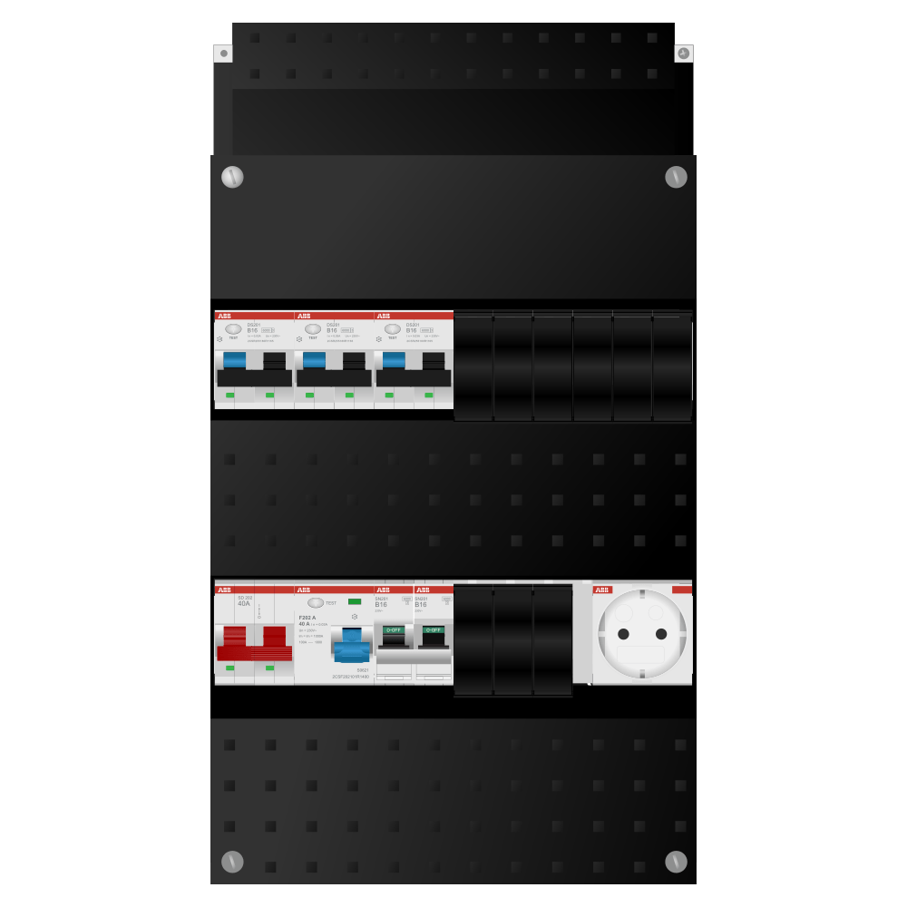 ABB Groepenkast 1 fase 3 alamat + wcd + kookgroep SN201