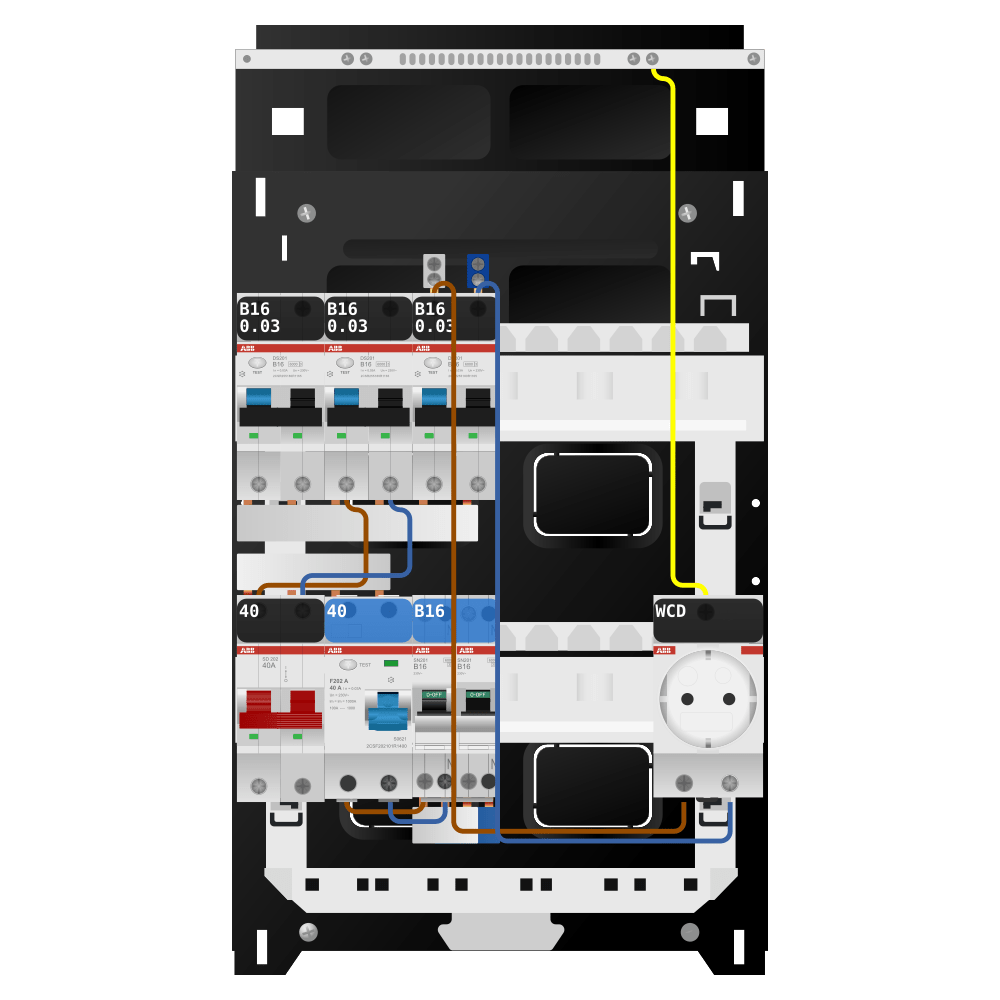 ABB Groepenkast 1 fase 3 alamat + wcd + kookgroep SN201