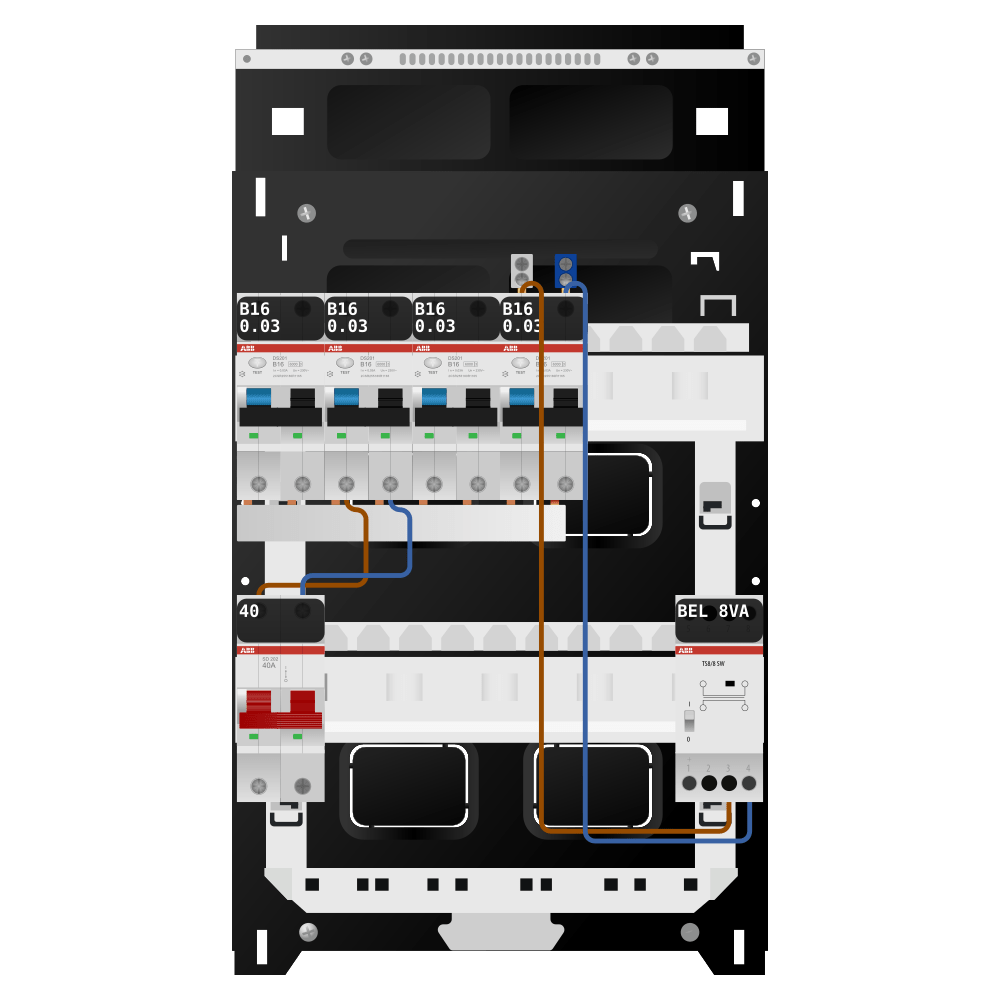 ABB Groepenkast 1 fase 4 alamat + beltrafo SN201
