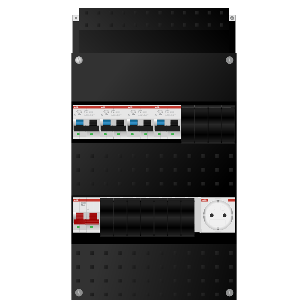 ABB Groepenkast 1 fase 4 alamat + wcd SN201