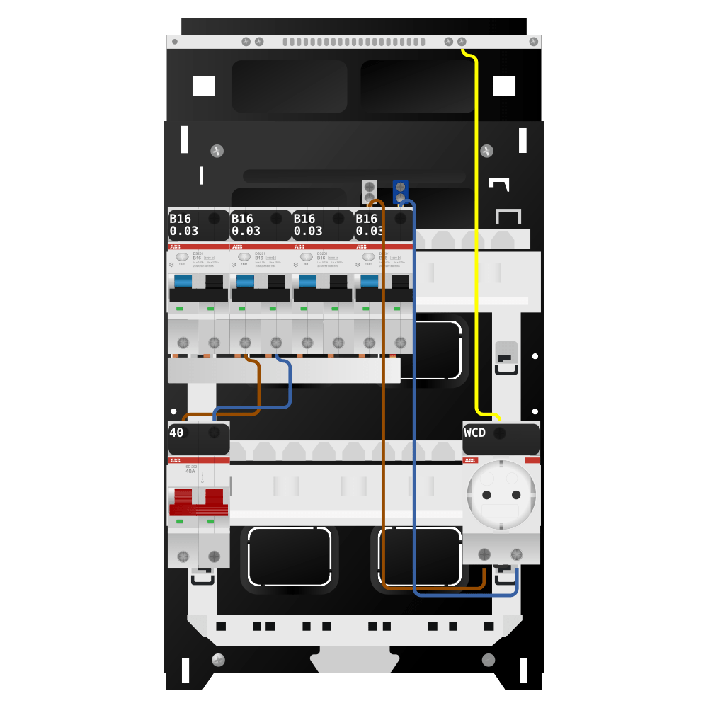 ABB Groepenkast 1 fase 4 alamat + wcd SN201