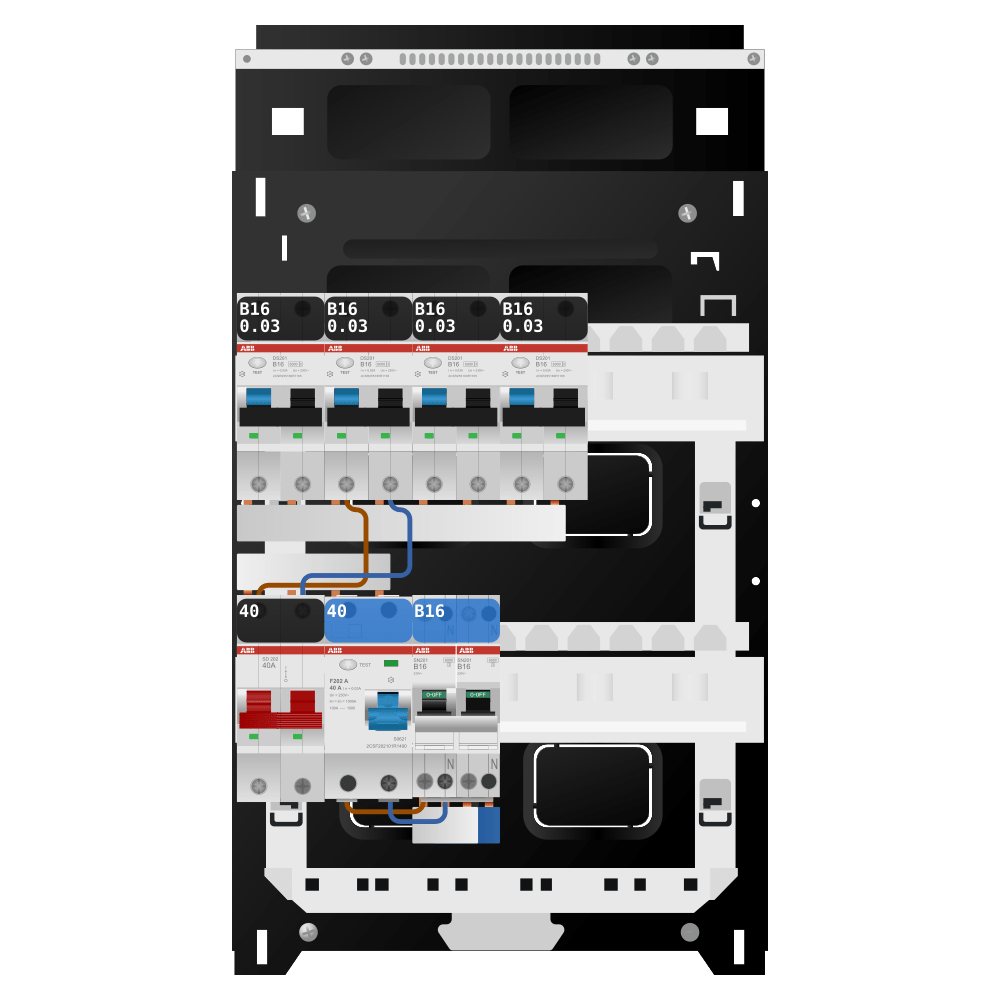 ABB Groepenkast 1 fase 4 alamat + kookgroep SN201