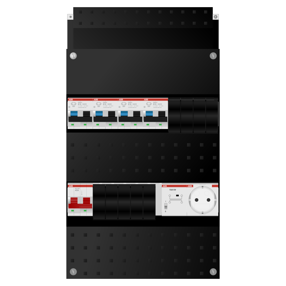 ABB Groepenkast 1 fase 4 alamat + beltrafo + wcd SN201