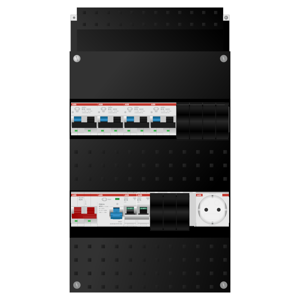 ABB Groepenkast 1 fase 4 alamat + wcd + kookgroep SN201