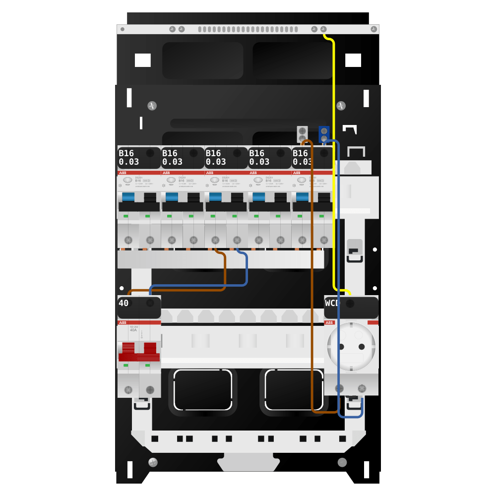ABB Groepenkast 1 fase 5 alamat + wcd SN201