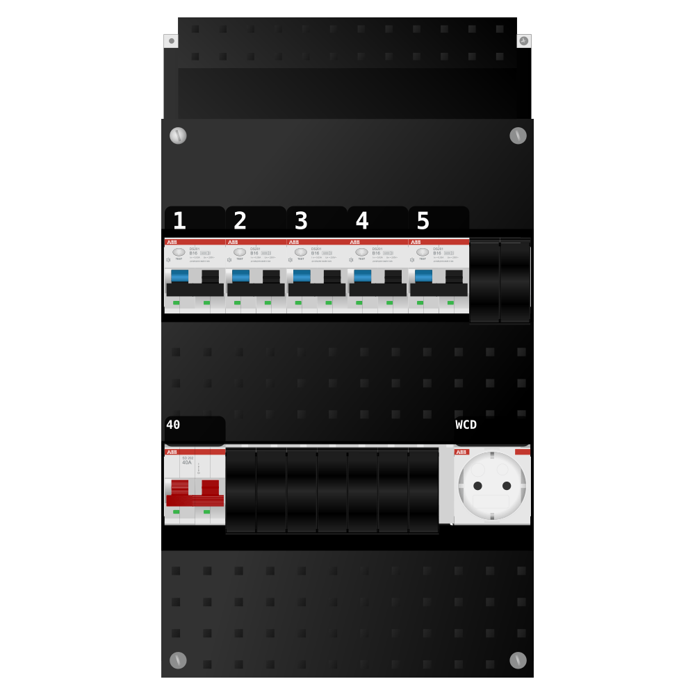 ABB Groepenkast 1 fase 5 alamat + wcd SN201
