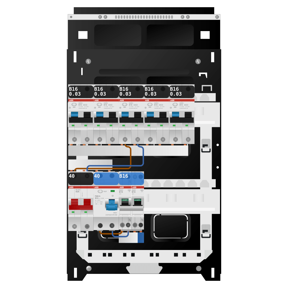 ABB Groepenkast 1 fase 5 alamat + kookgroep SN201