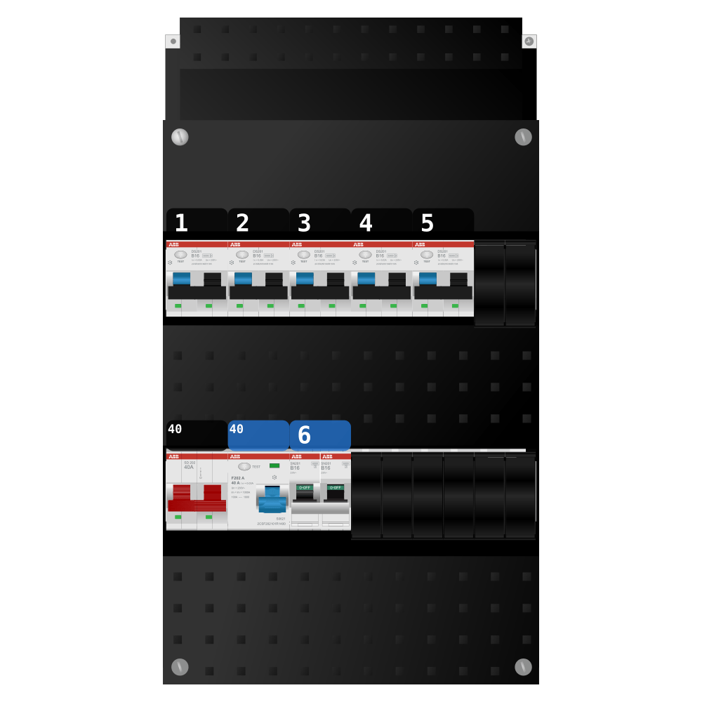 ABB Groepenkast 1 fase 5 alamat + kookgroep SN201