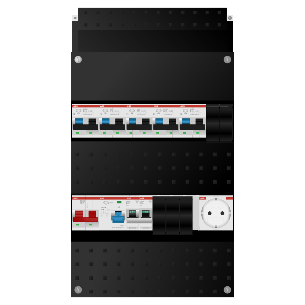 ABB Groepenkast 1 fase 5 alamat + wcd + kookgroep SN201