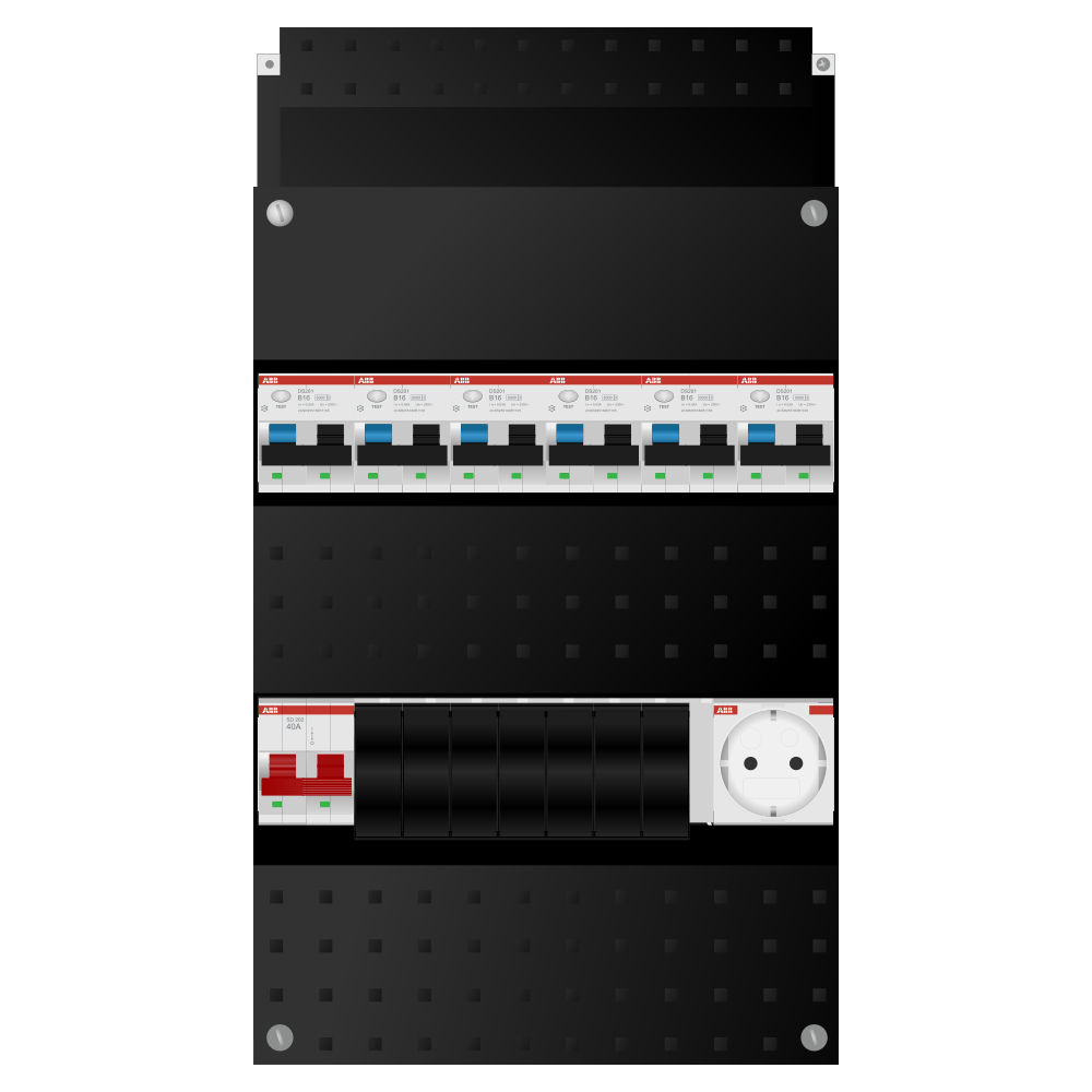 ABB Groepenkast 1 fase 6 alamat + wcd SN201