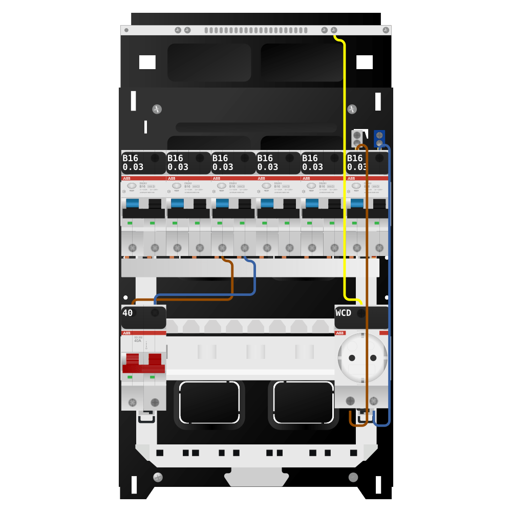 ABB Groepenkast 1 fase 6 alamat + wcd SN201