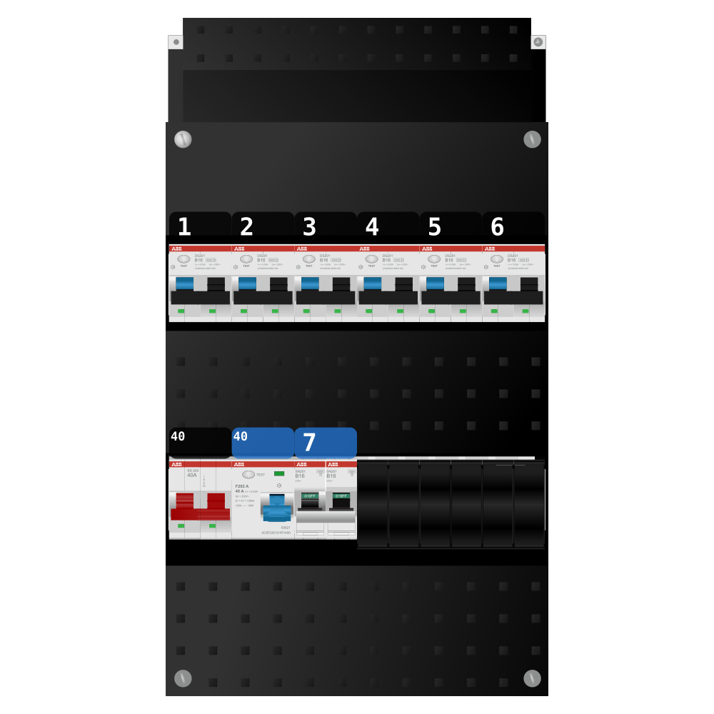 ABB Groepenkast 1 fase 6 alamat + kookgroep SN201