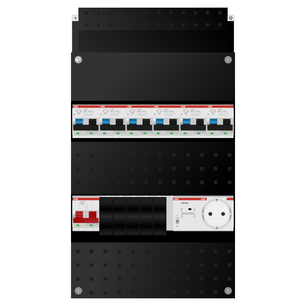 ABB Groepenkast 1 fase 6 alamat + beltrafo + wcd SN201