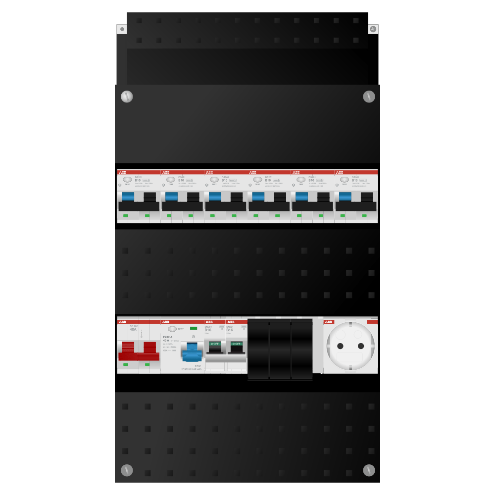 ABB Groepenkast 1 fase 6 alamat + wcd + kookgroep SN201