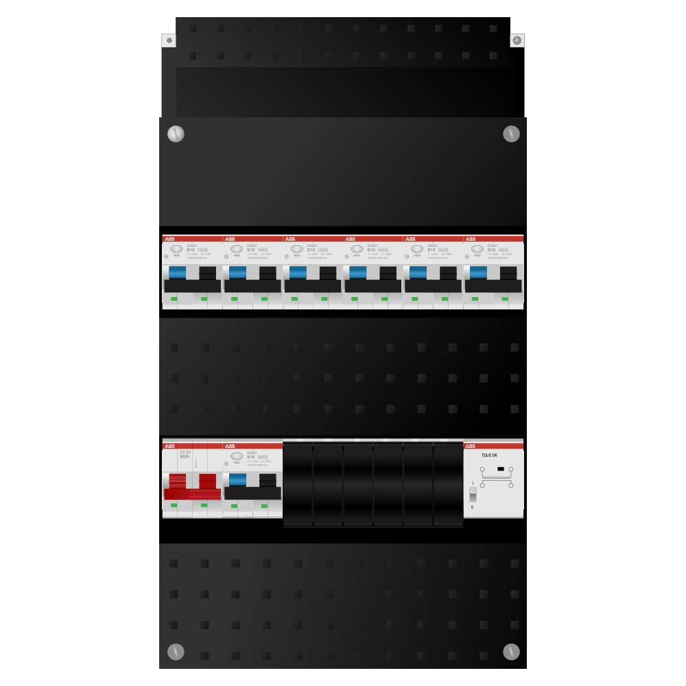 ABB Groepenkast 1 fase 7 alamat + beltrafo SN201