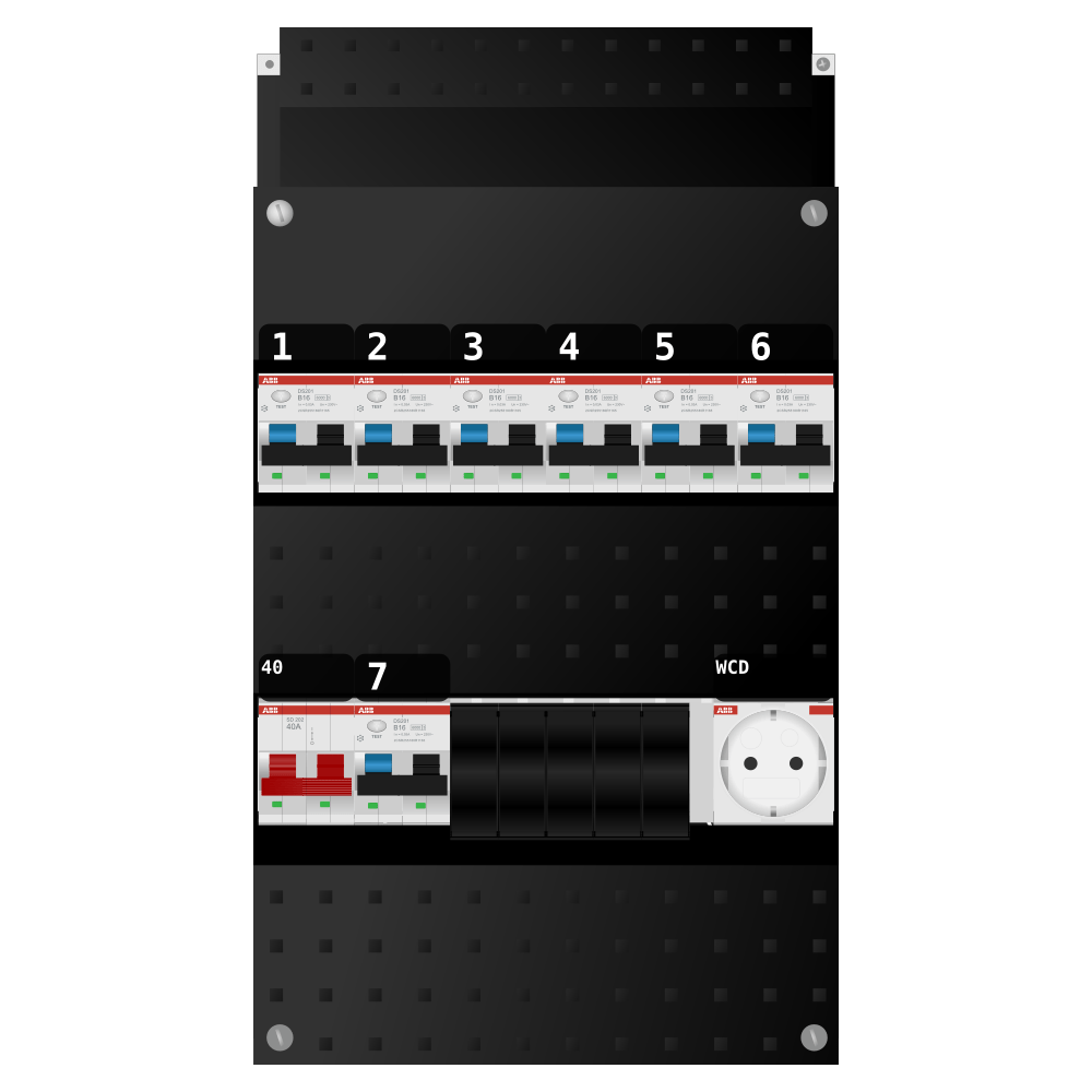 ABB Groepenkast 1 fase 7 alamat + wcd SN201