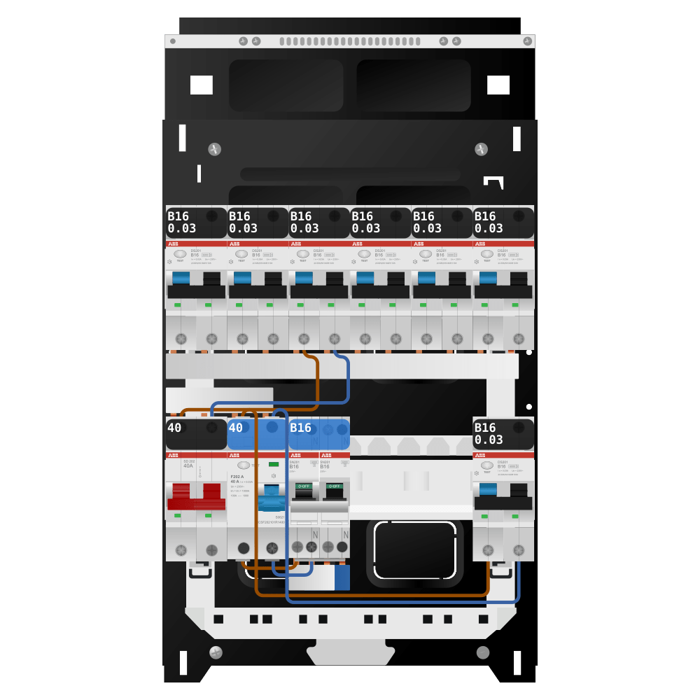 ABB Groepenkast 1 fase 7 alamat + kookgroep SN201