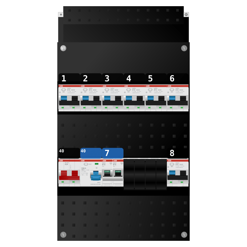 ABB Groepenkast 1 fase 7 alamat + kookgroep SN201