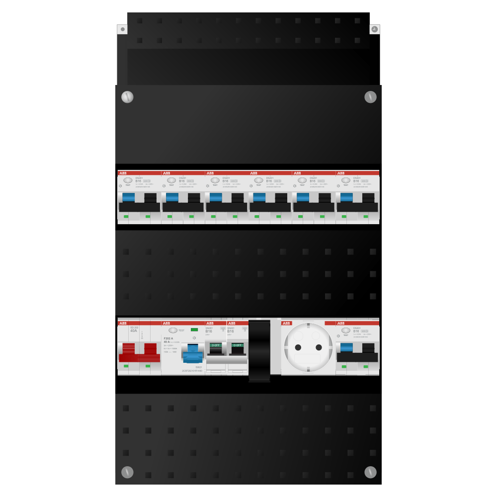 ABB Groepenkast 1 fase 7 alamat + wcd + kookgroep SN201