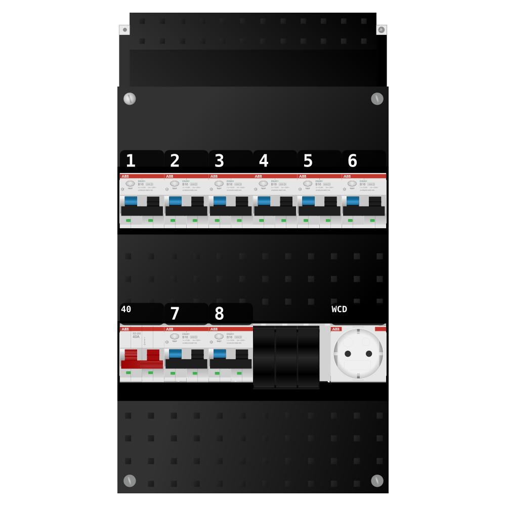 ABB Groepenkast 1 fase 8 alamat + wcd SN201
