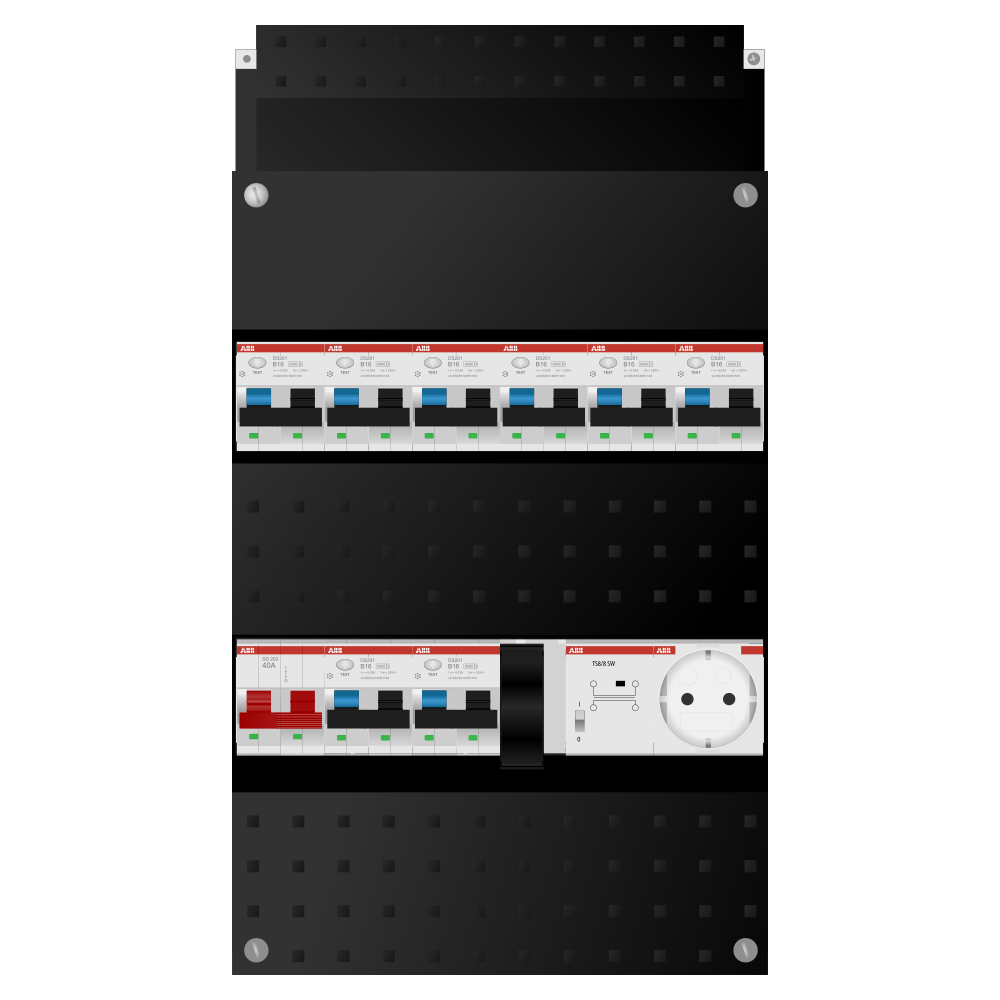 ABB Groepenkast 1 fase 8 alamat + beltrafo + wcd SN201