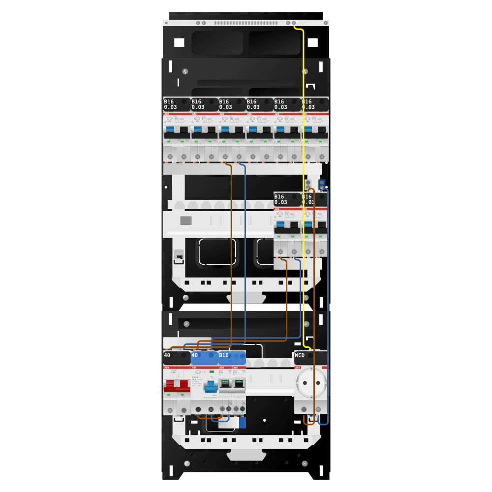 ABB Groepenkast 1 fase 8 alamat + wcd + kookgroep SN201