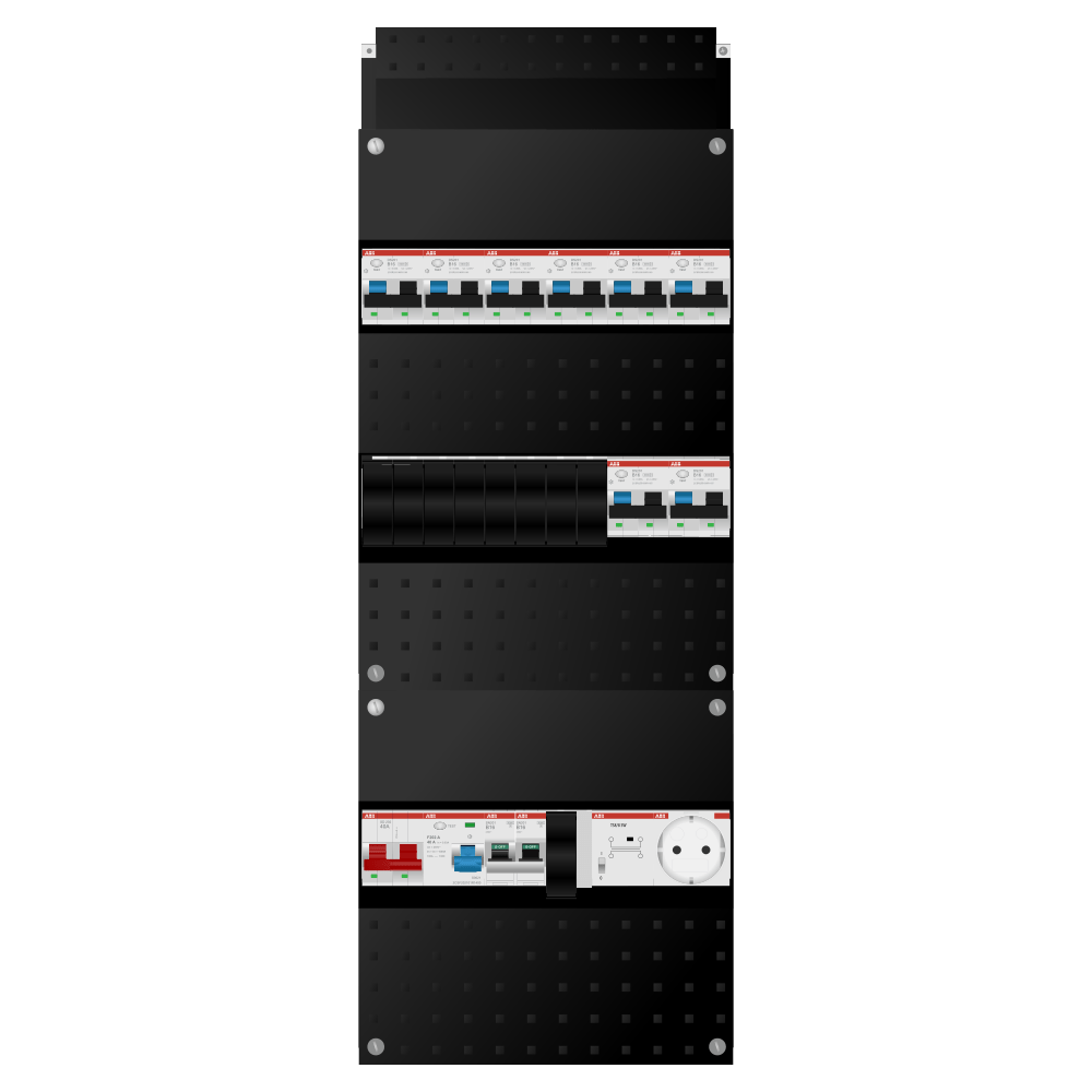 ABB Groepenkast 1 fase 8 alamat + beltrafo + wcd + kookgroep SN201