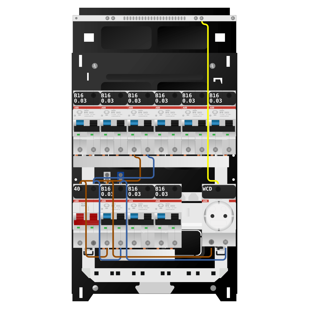 ABB Groepenkast 1 fase 9 alamat + wcd SN201