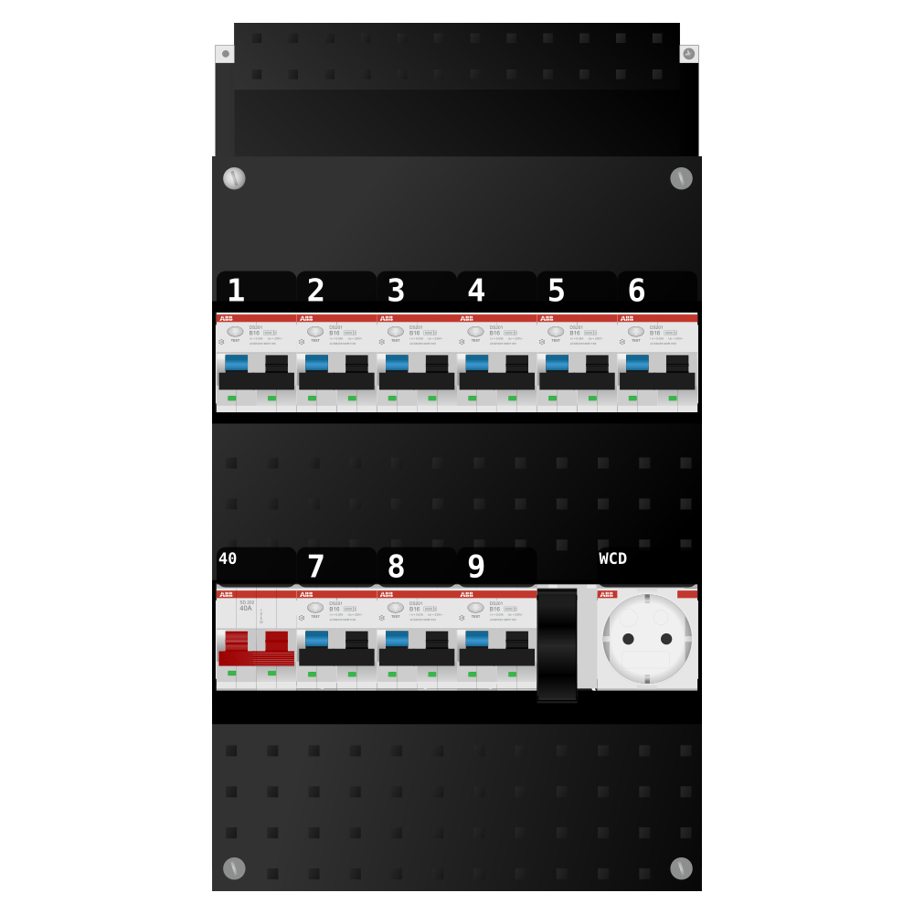 ABB Groepenkast 1 fase 9 alamat + wcd SN201