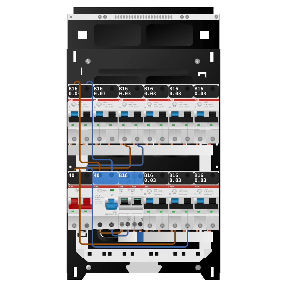 ABB Groepenkast 1 fase 9 alamat + kookgroep SN201