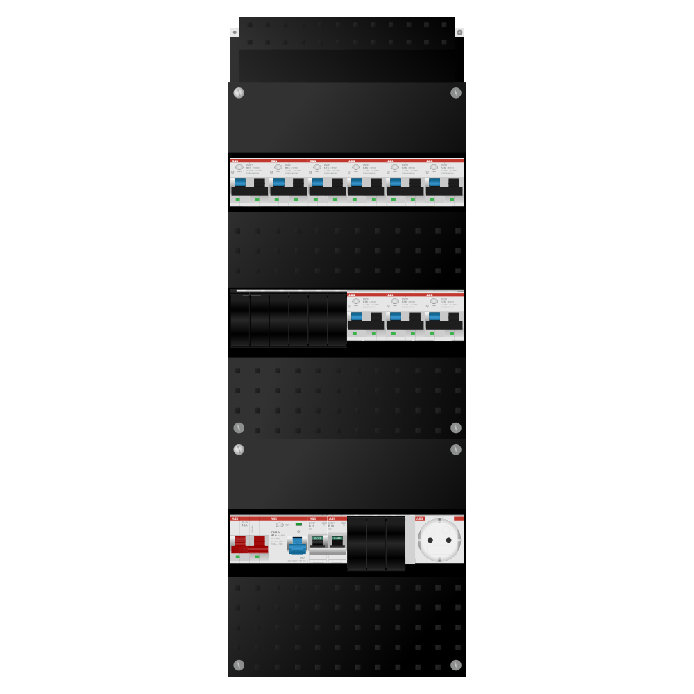 ABB Groepenkast 1 fase 9 alamat + wcd + kookgroep SN201