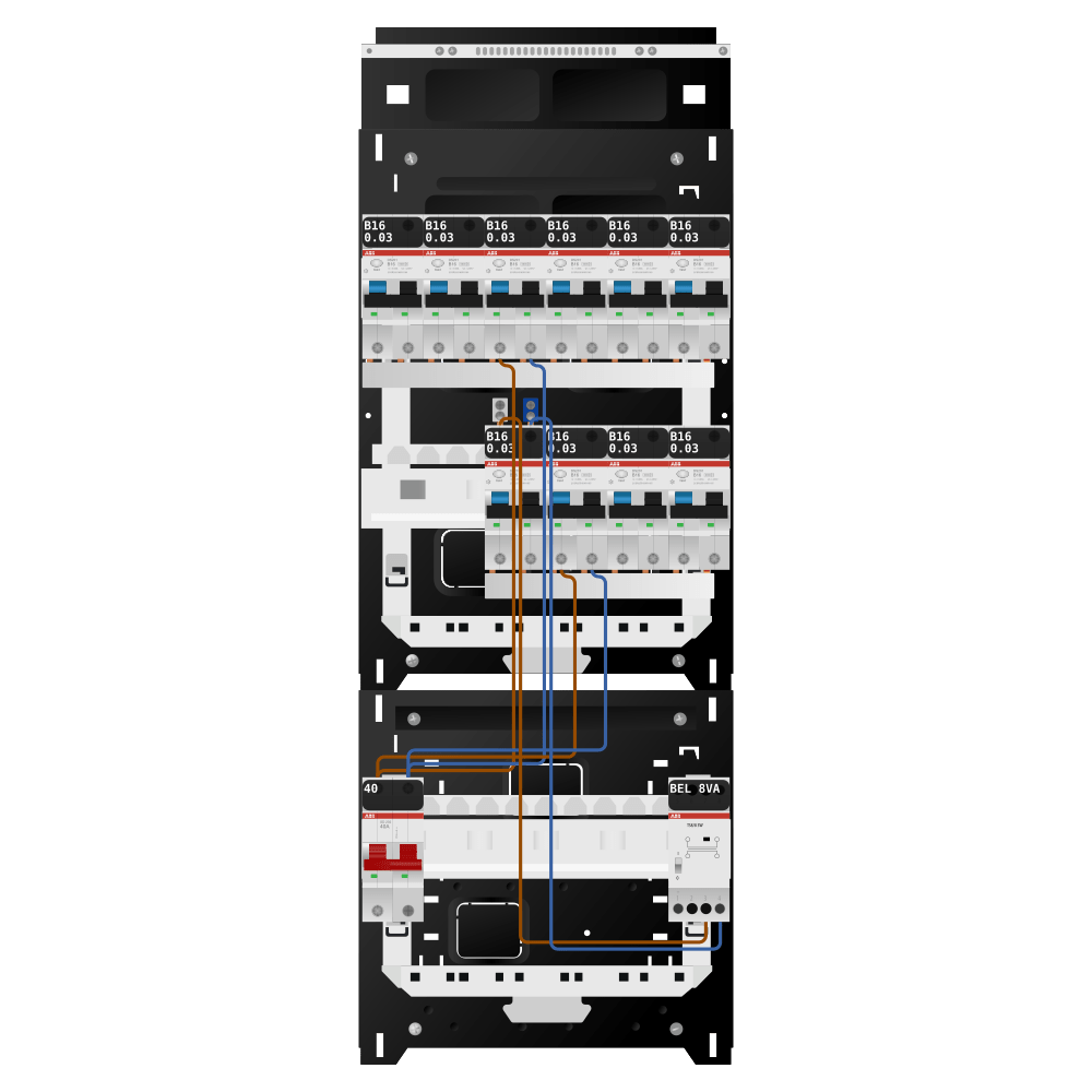 ABB Groepenkast 1 fase 10 alamat + beltrafo SN201