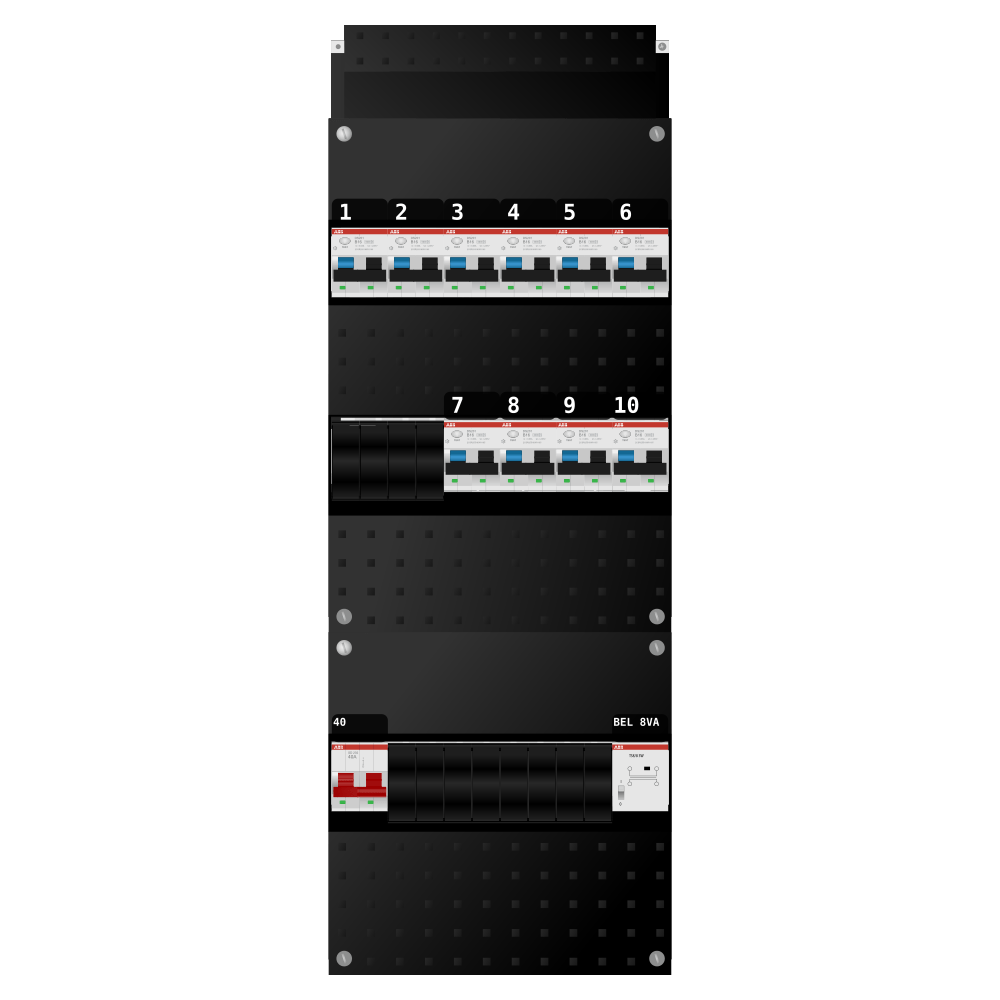 ABB Groepenkast 1 fase 10 alamat + beltrafo SN201