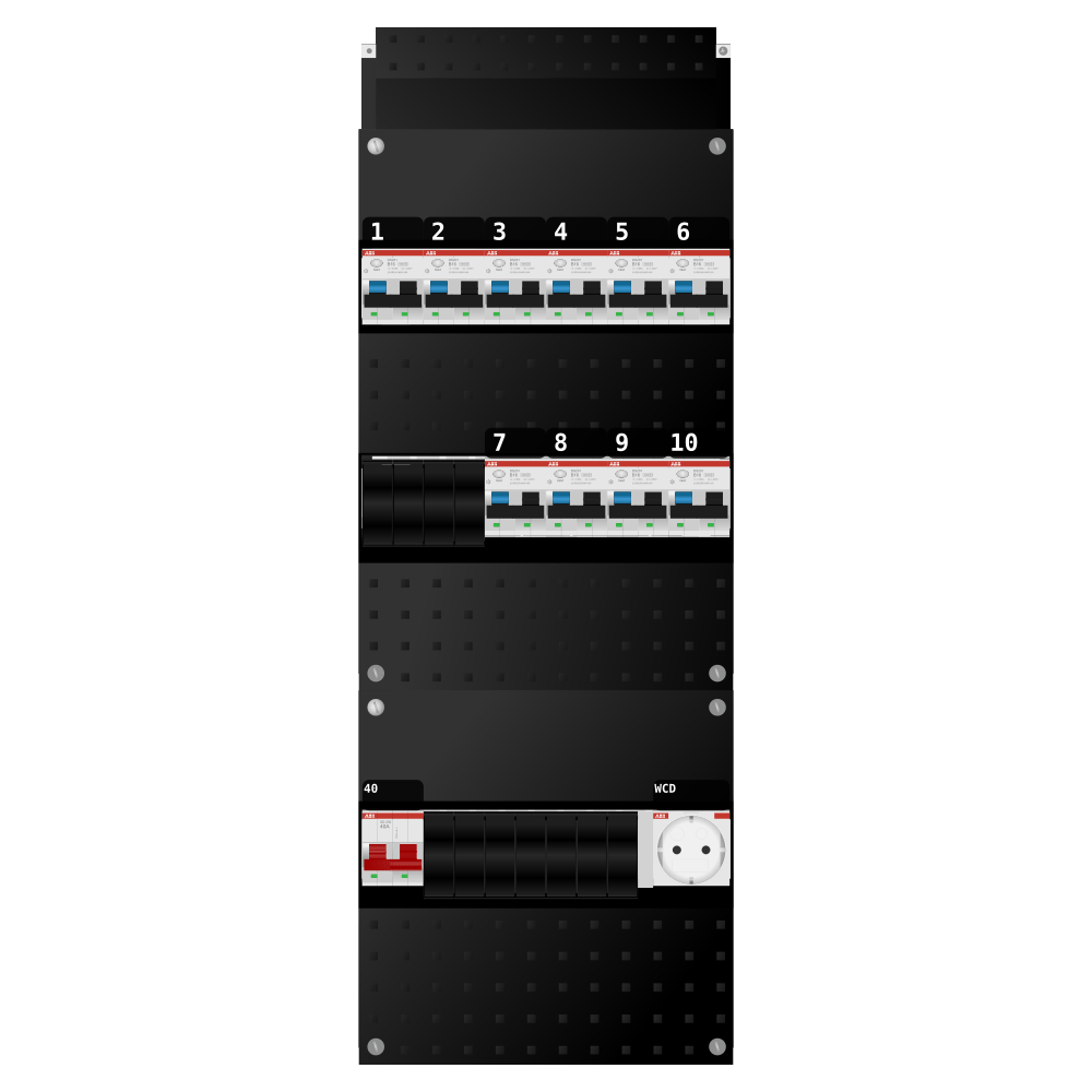 ABB Groepenkast 1 fase 10 alamat + wcd SN201