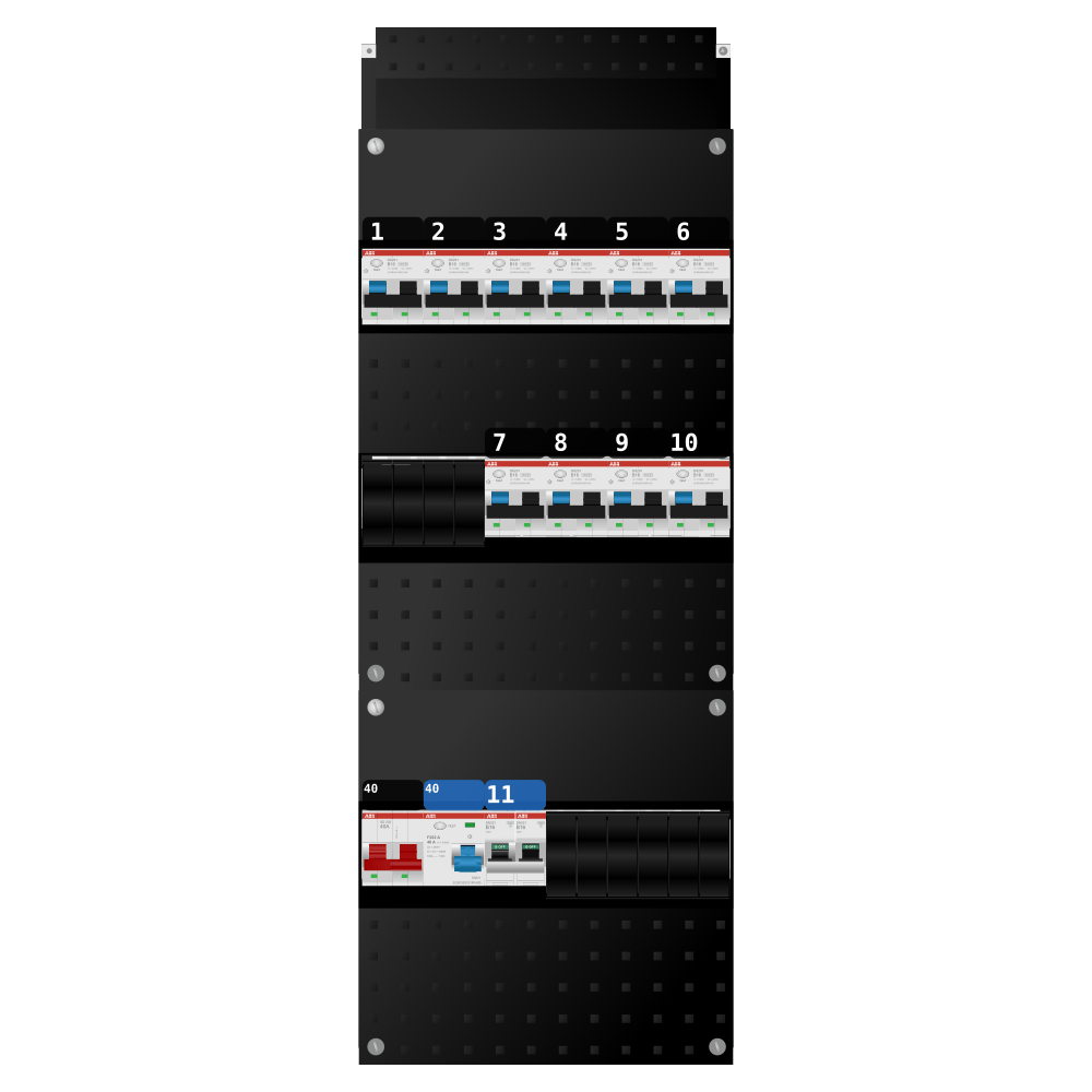 ABB Groepenkast 1 fase 10 alamat + kookgroep SN201