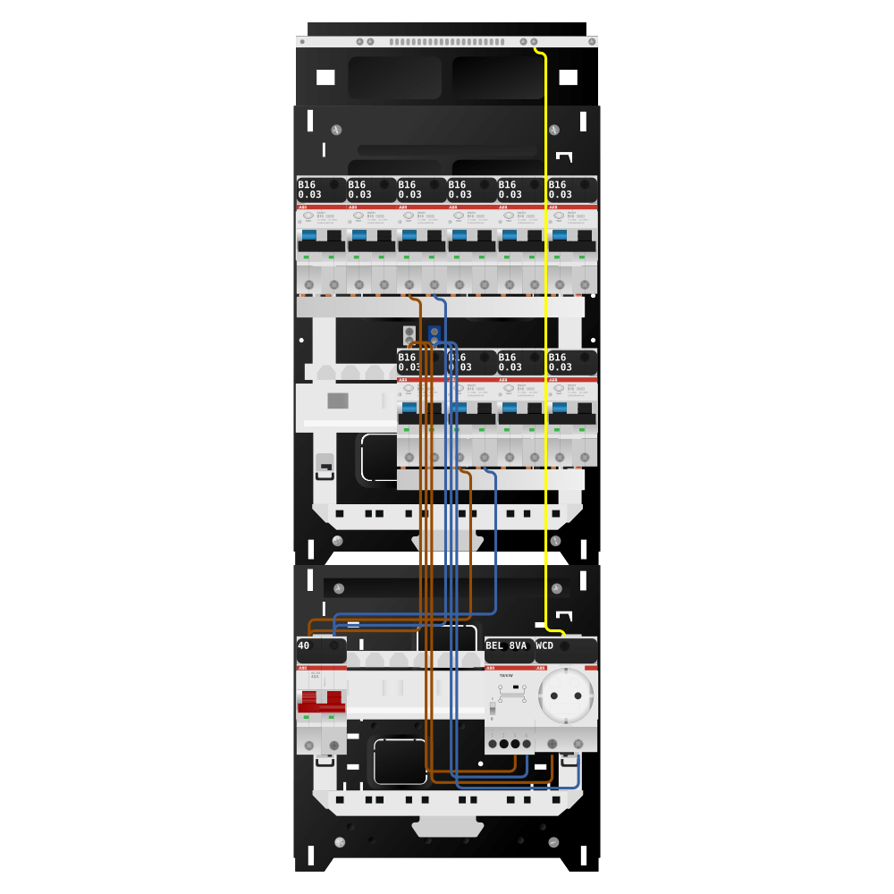 ABB Groepenkast 1 fase 10 alamat + beltrafo + wcd SN201