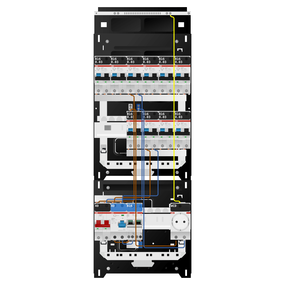 ABB Groepenkast 1 fase 10 alamat + wcd + kookgroep SN201