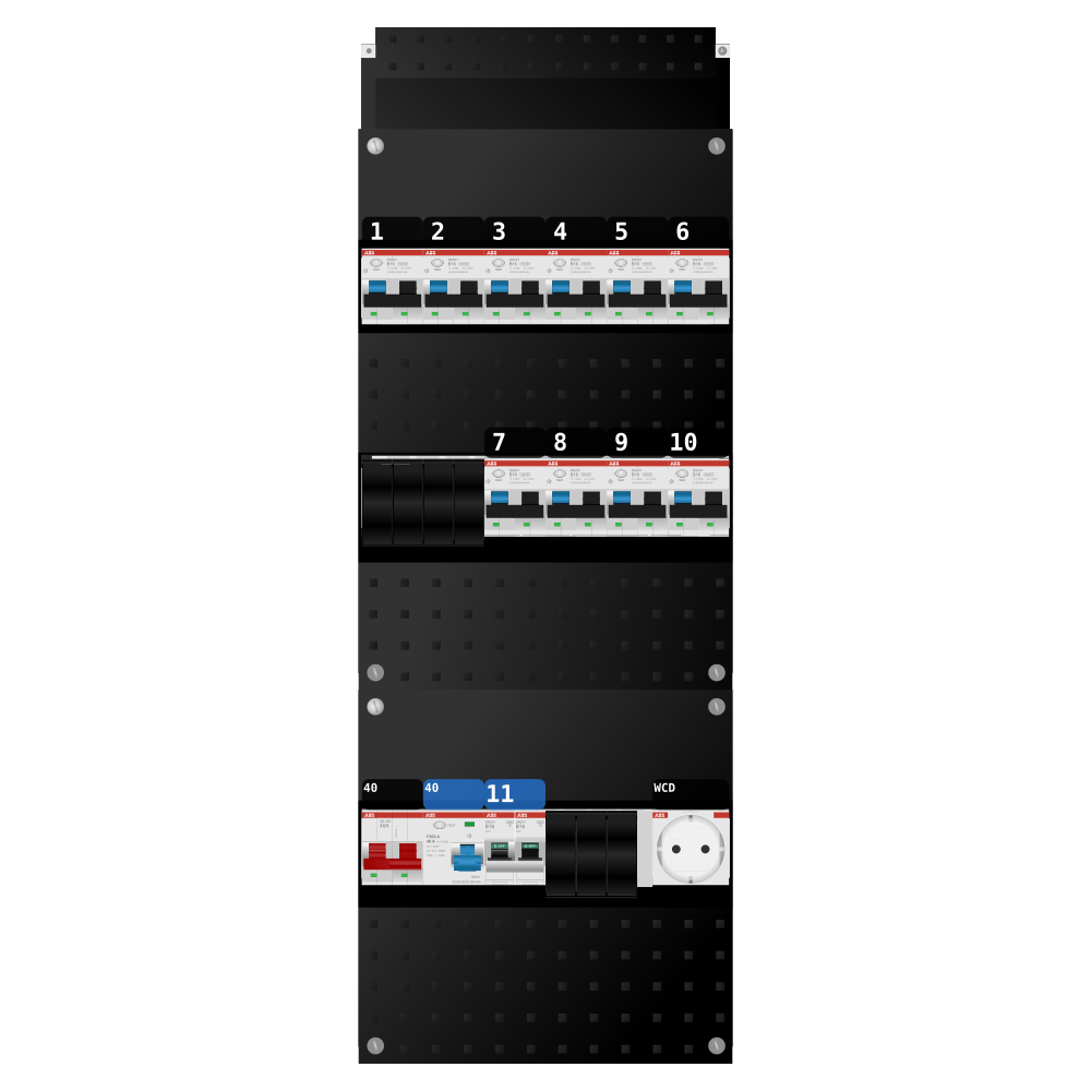 ABB Groepenkast 1 fase 10 alamat + wcd + kookgroep SN201